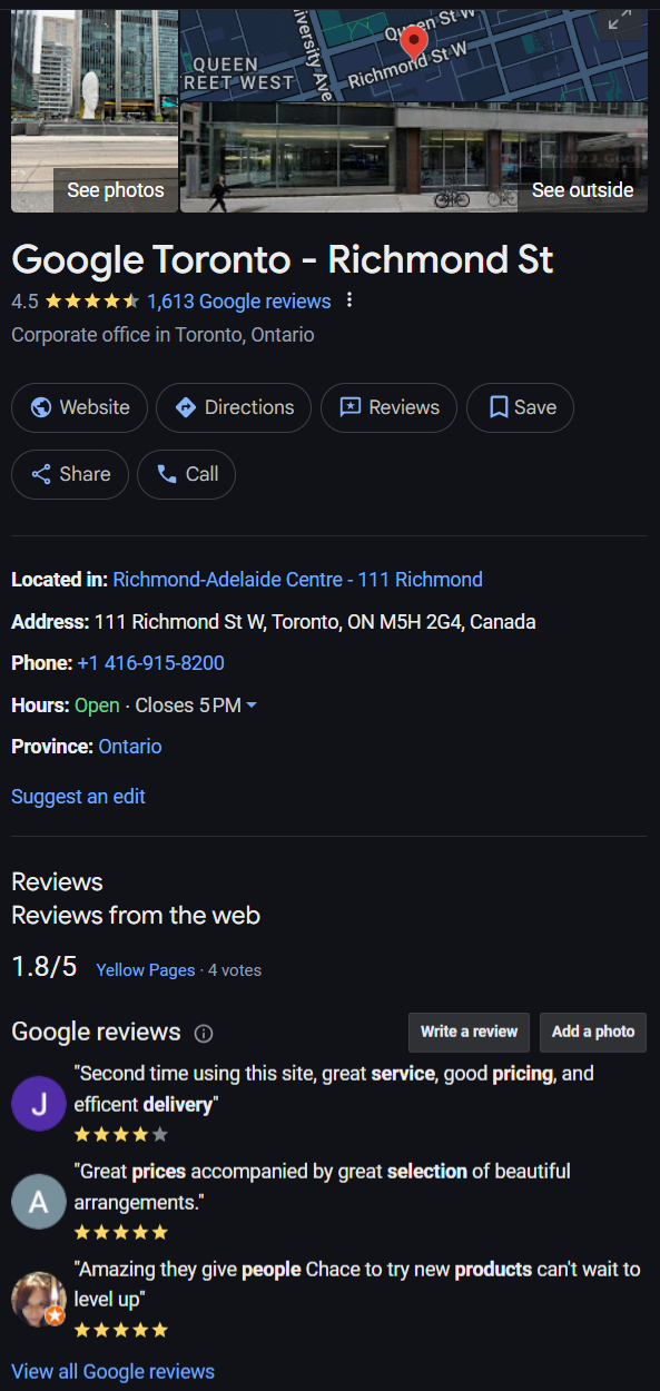 Google Business Profile Example