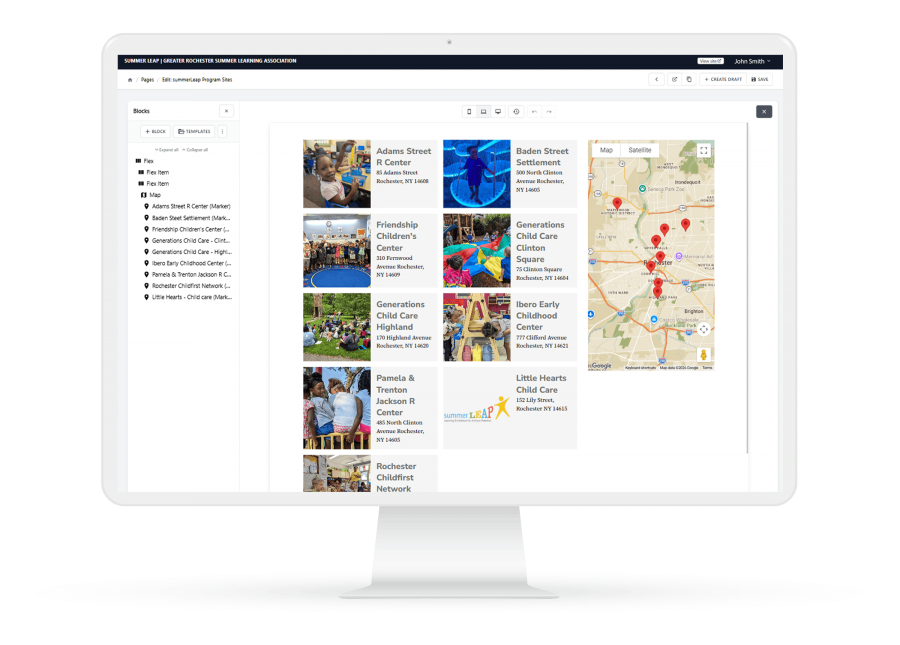 desktop display of content manager system