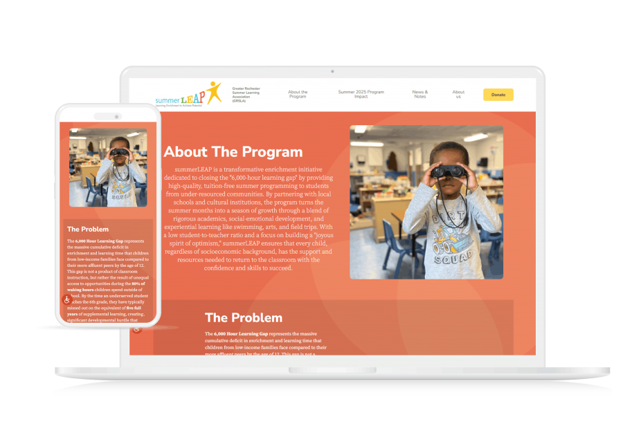 laptop and phone display of About The Program page