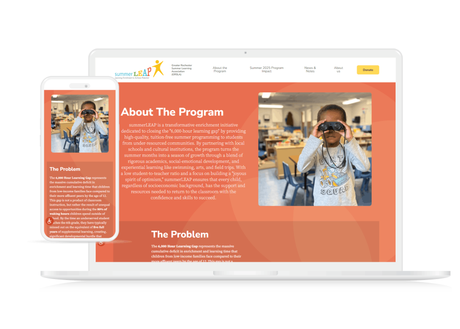 laptop and phone display of About The Program page