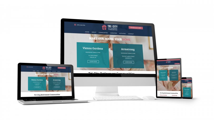 Tri-City site mock up on mobile and computer devices