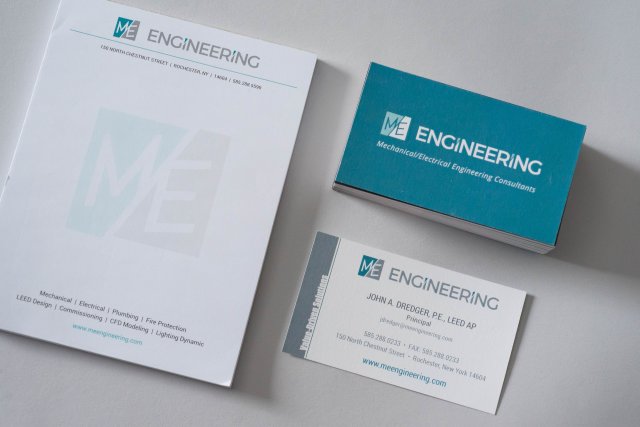 M/E Engineering Branded Business Cards and Notepads