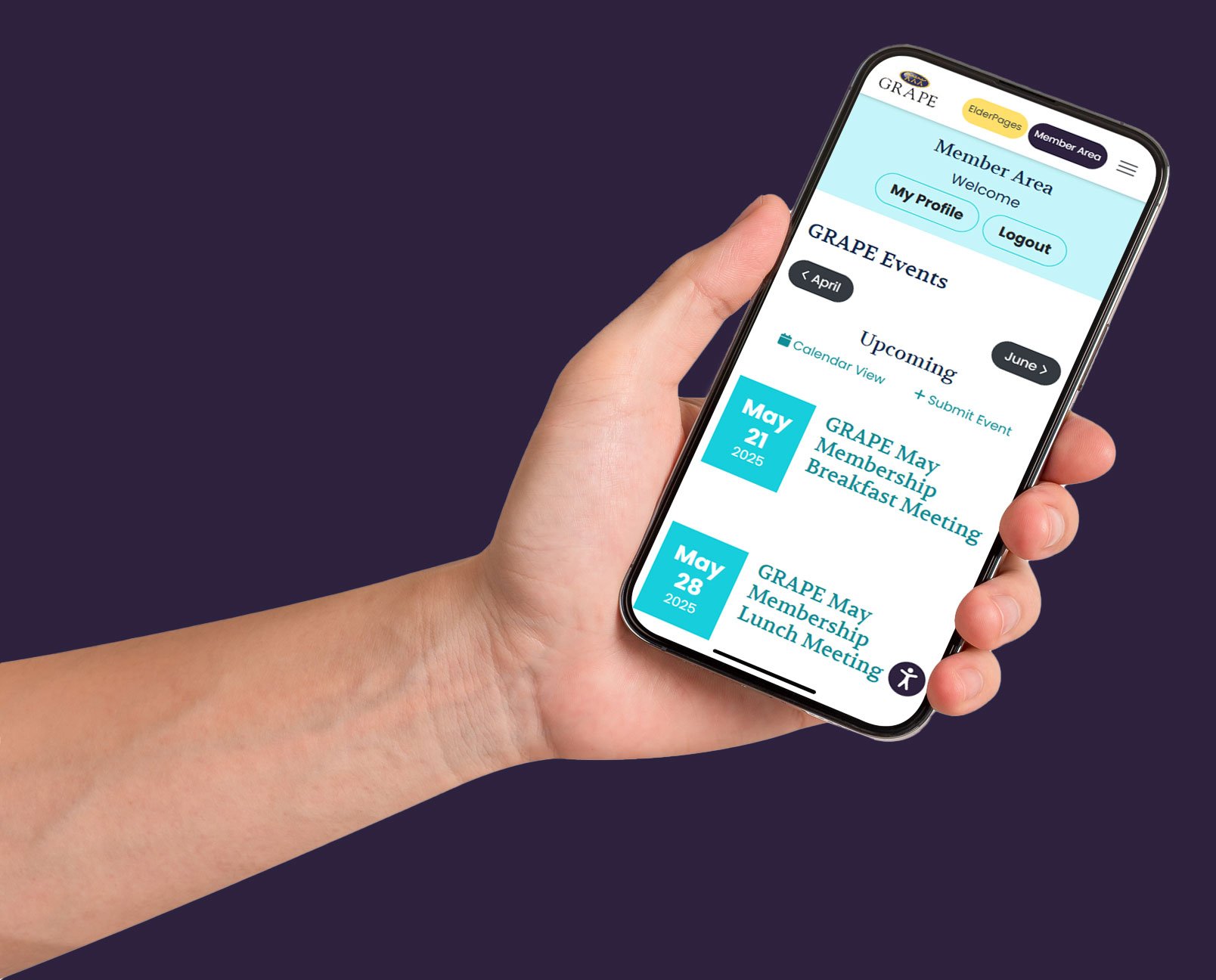 Website displayed on smartphone resting in person's hand