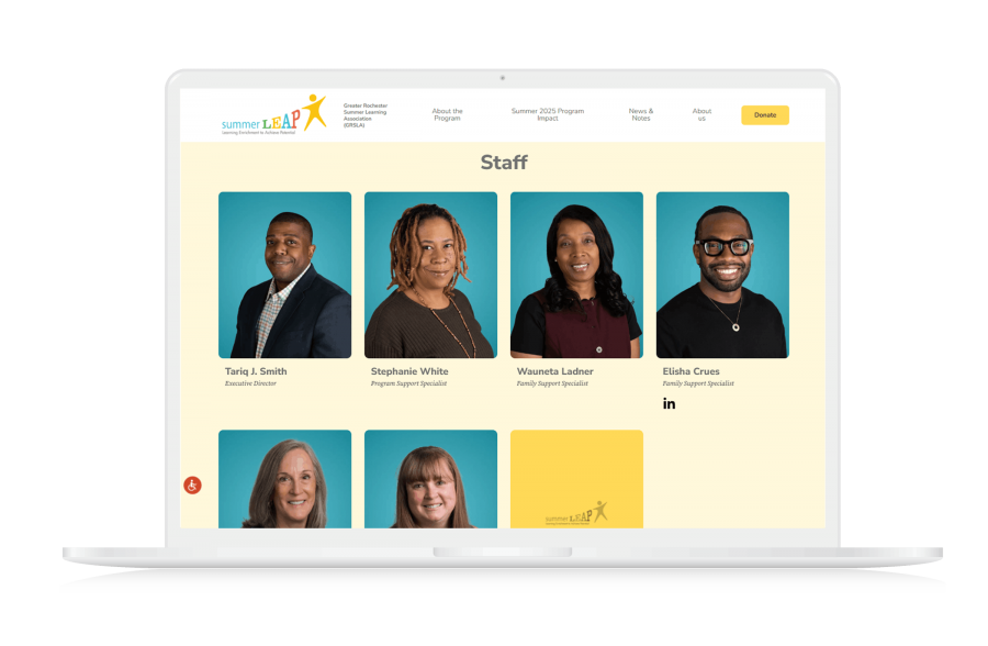 laptop display of staff page