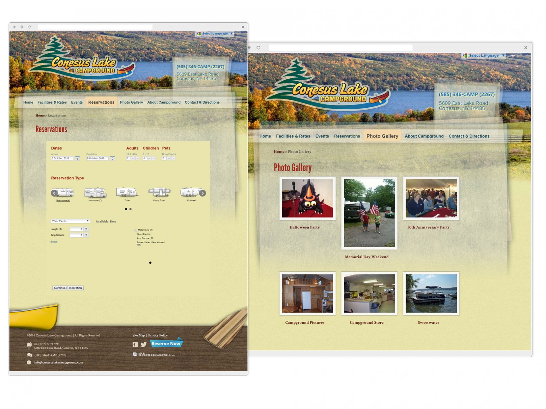 Online Campground Reservations and Photo Gallery