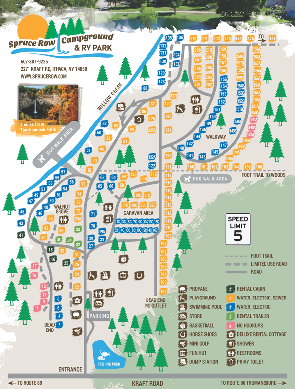 Spruce Row Campground Site Map