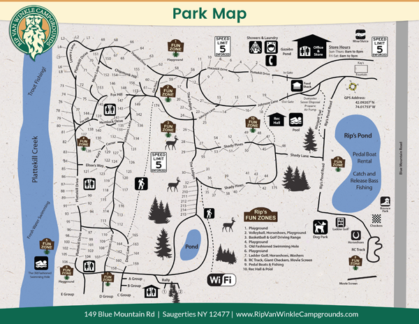 Rip Van Winkle Campgrounds Site Map