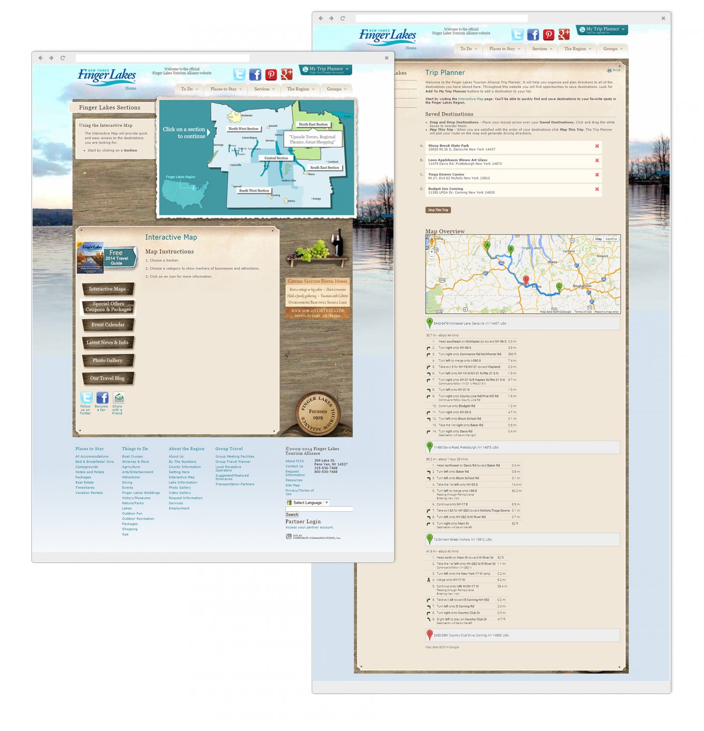 Interactive Mapping application - Selection screen & Planned trip include routes from selected destinations