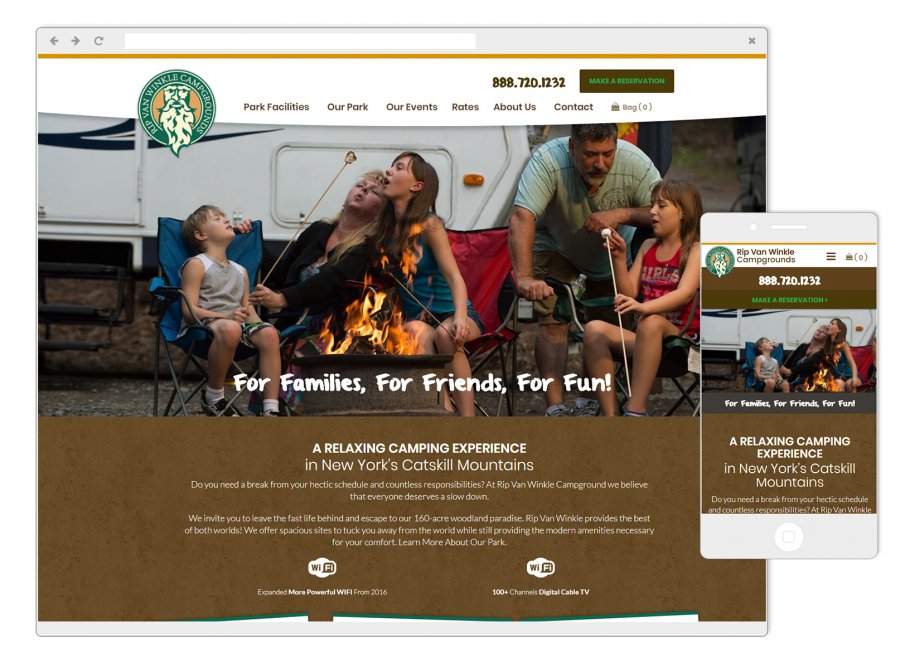 Rip Van Winkle Campgrounds Mobile-Friendly Website