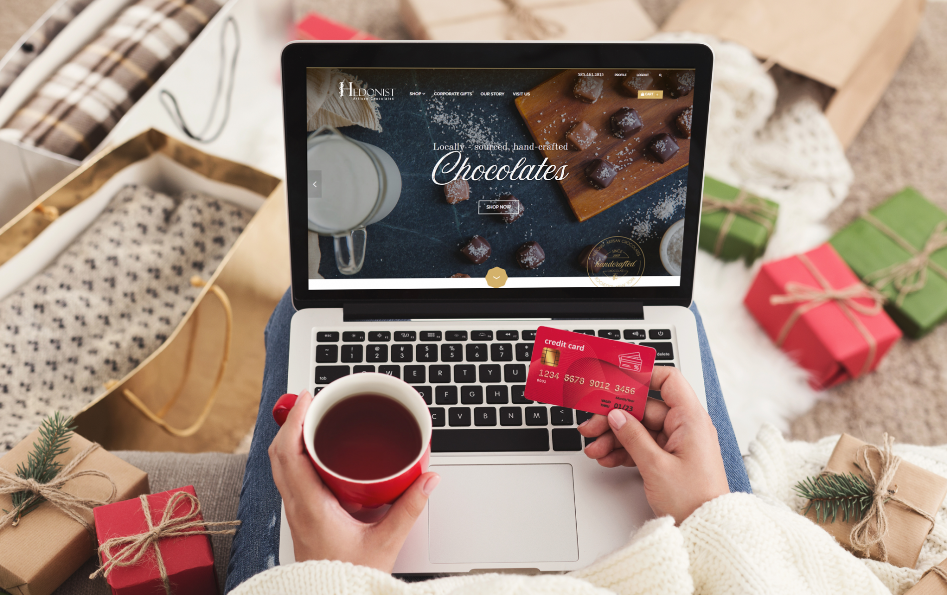 person buying chocolates online