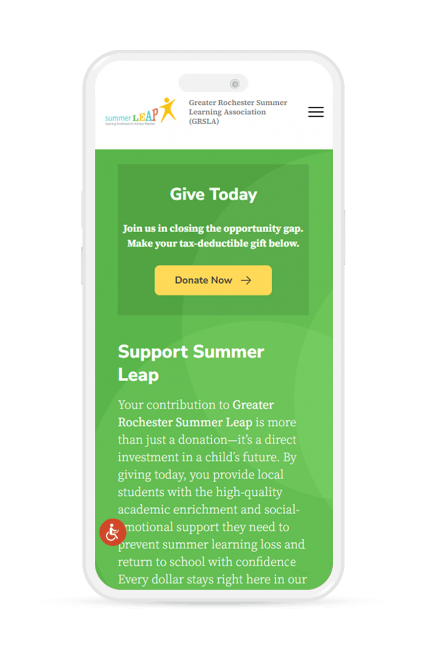 phone displaying donate page