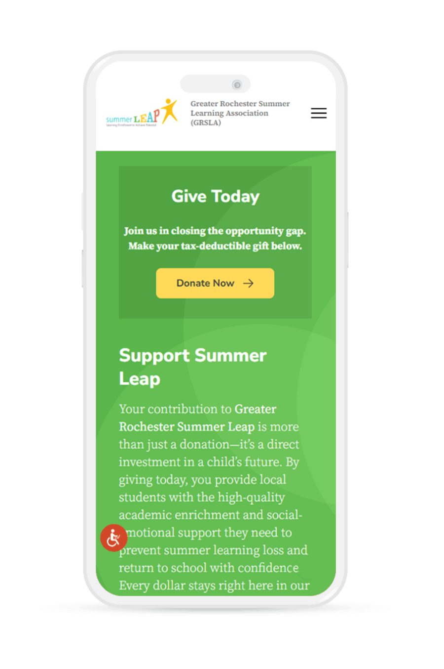 phone displaying donate page