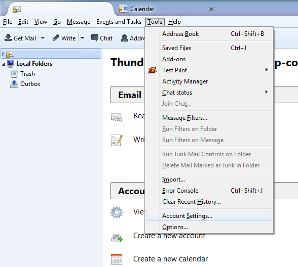 setting up thunderbird email