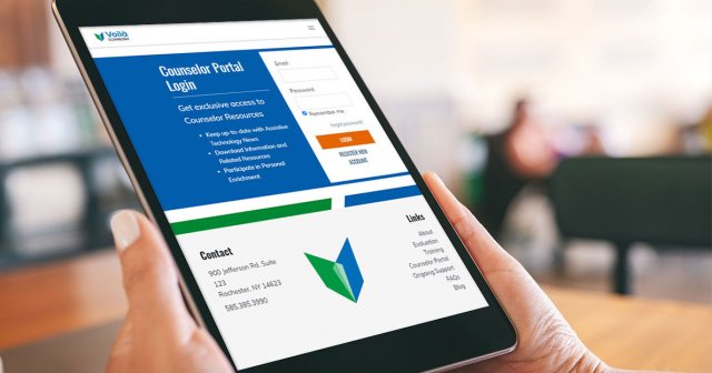 Voila Technology Counselor Portal on tablet
