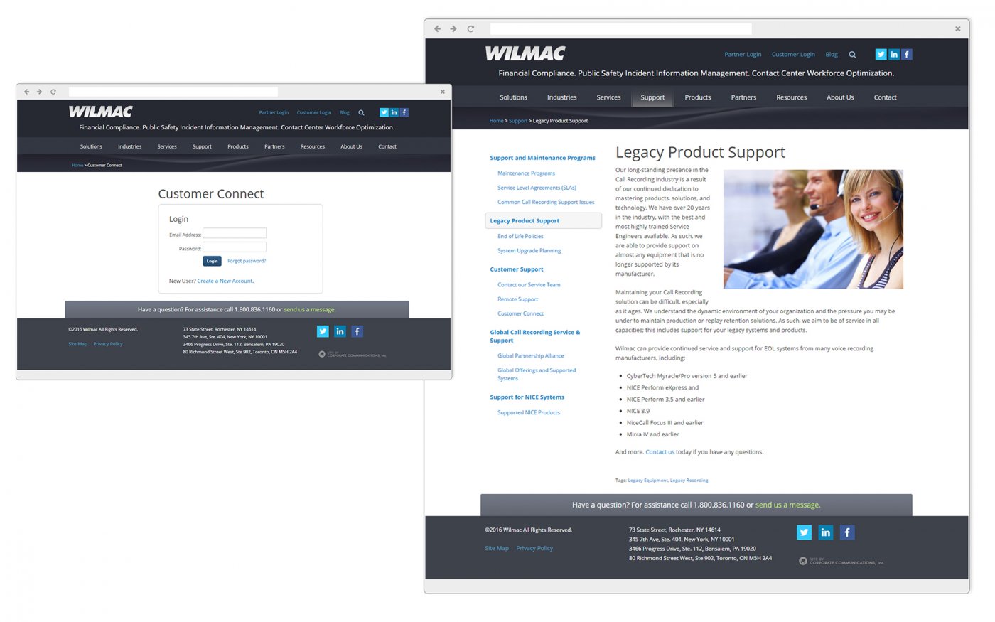 Wilmac Customer Connect - Private Customer Portal and Support page