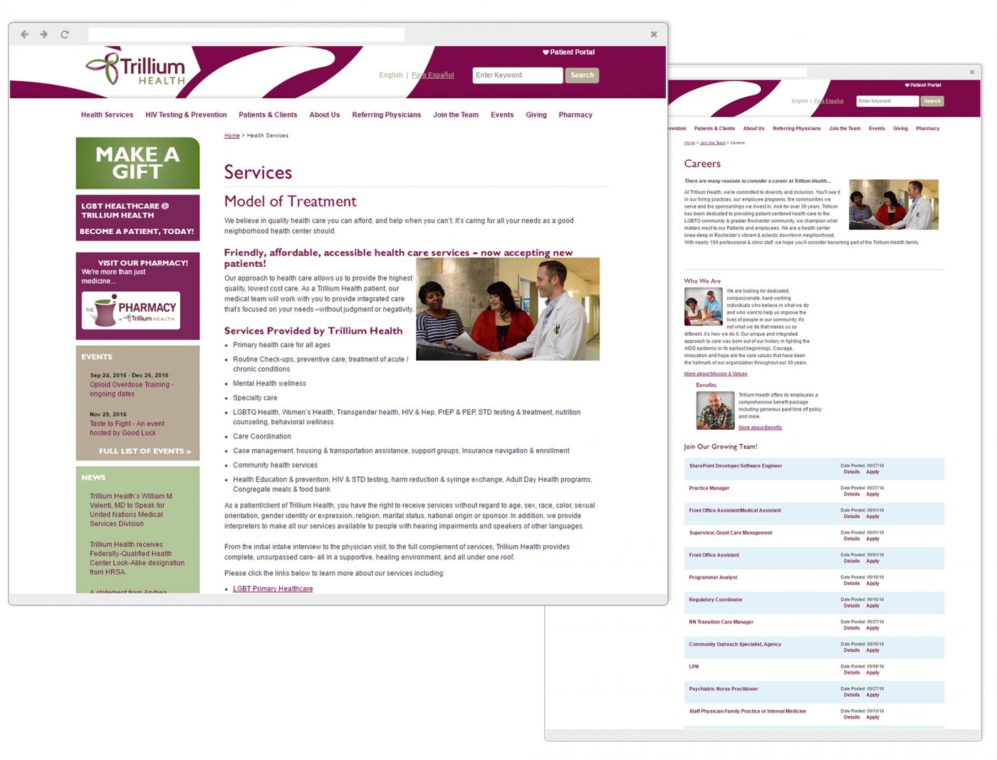 Trillium Health Website Sub Page