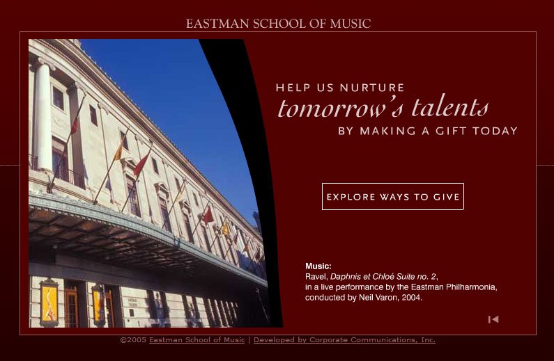 Eastman School of Music Web-mercial Design